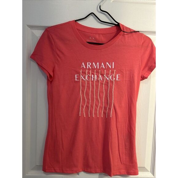 Armani Exchange Tops - NWT Armani Exchange Women's Branded T Shirt‎ Pink Sequins Size Small